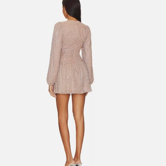 Revolve Lovers & Friends NWT Josephine Rose Gold Metallic Cut Out Mini Dress L - Picture 8 of 11